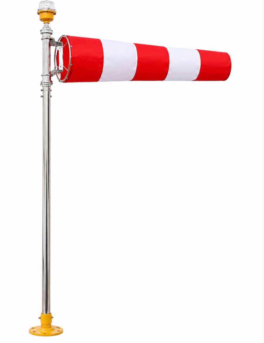 Illuminated Windsock — Stainless Pole & Obstruction Light